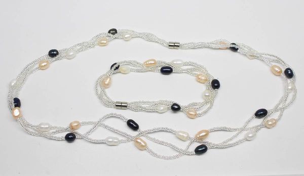 earrings & necklace beauty 6mmx8mm growth teardrop real pearl 3rows beads nacklace17.5inches bracelet 7inches set, Silver
earrings & necklace beauty 6mmx8mm growth teardrop real pearl 3rows beads nacklace17.5inches bracelet 7inches set, Silver