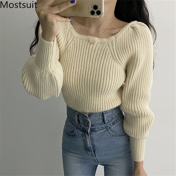 korean vintage puff sleeve knitted pullover sweater women square collar long elegant fashion ladies jumpers 210518, White;black
korean vintage puff sleeve knitted pullover sweater women square collar long elegant fashion ladies jumpers 210518, White;black
