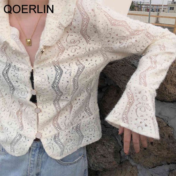 blouses chic button girls vintage texture embroidered floral lace cardigan hollow out shirts women flare sleeve, White
blouses chic button girls vintage texture embroidered floral lace cardigan hollow out shirts women flare sleeve, White