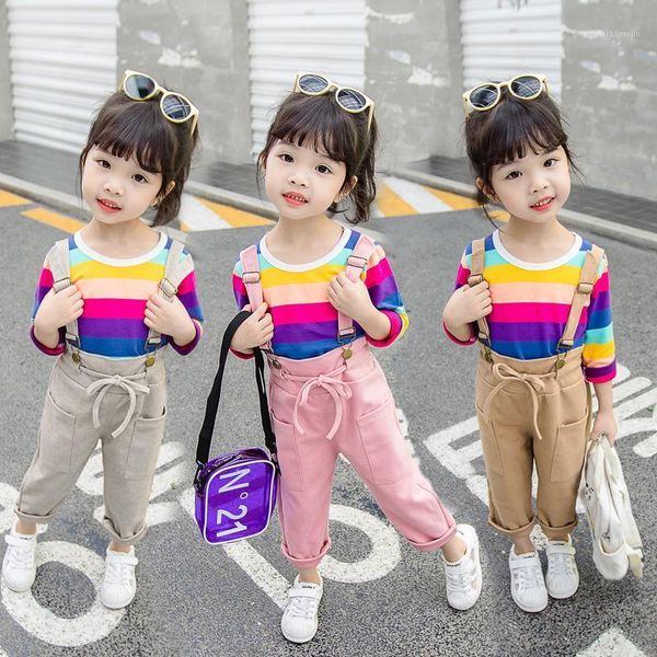 clothing sets baby girls overalls set 2021 spring autumn long sleeve rainbow striped shirt+jumpsuit 2pcs suits kids clothes, White
clothing sets baby girls overalls set 2021 spring autumn long sleeve rainbow striped shirt+jumpsuit 2pcs suits kids clothes, White
