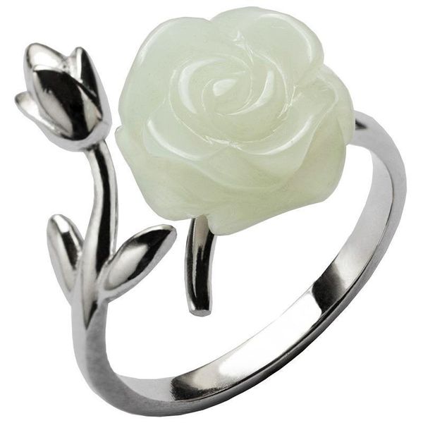 cluster rings s sterling silver natural hetian jade ring female opening adjustable rose flower valentine's day gift, Golden;silver
cluster rings s sterling silver natural hetian jade ring female opening adjustable rose flower valentine's day gift, Golden;silver