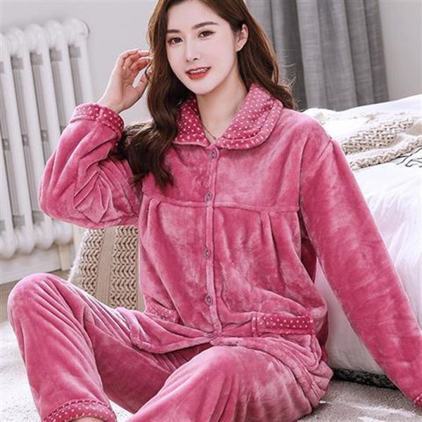 women's sleepwear dot pajamas winter flannel set women pocket pajama 2piece/suit full sleeve pant homewear big obsu, Black;red
women's sleepwear dot pajamas winter flannel set women pocket pajama 2piece/suit full sleeve pant homewear big obsu, Black;red