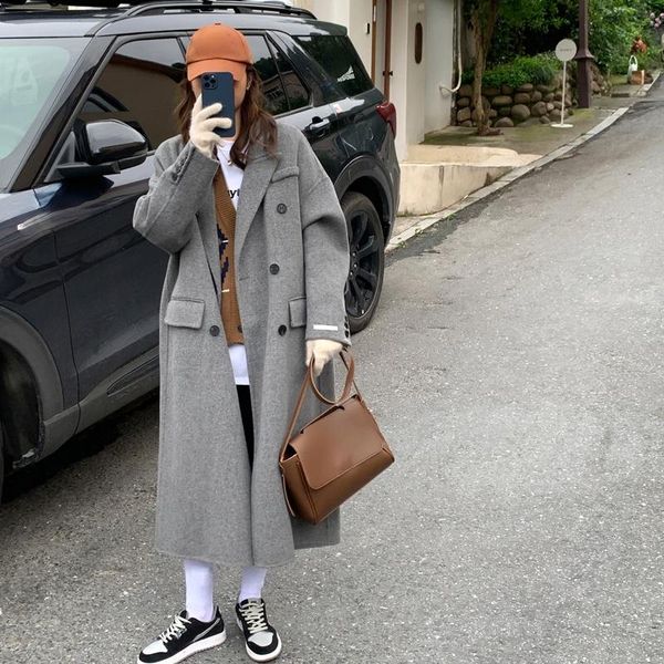 women's wool & blends fashion winter 100% coat female korean gray long casaul outerwear autumn woman coats and jackets for women 2021 w, Black
women's wool & blends fashion winter 100% coat female korean gray long casaul outerwear autumn woman coats and jackets for women 2021 w, Black