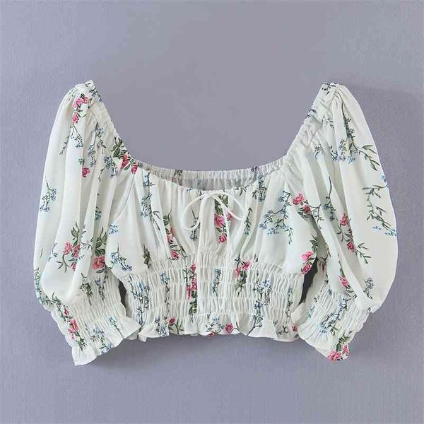 square neck floral printed tank women summer short sleeve clothing shirt ribber knit casual slim ruffles 210524, White
square neck floral printed tank women summer short sleeve clothing shirt ribber knit casual slim ruffles 210524, White