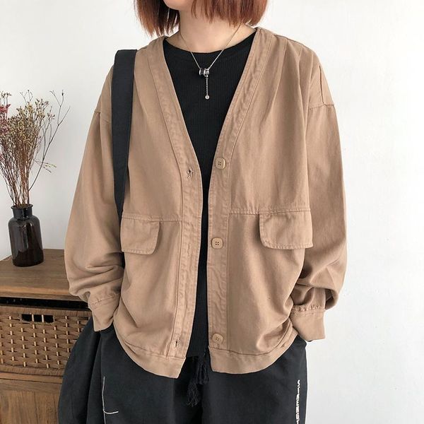 women's jackets cotton women jacket autumn spring 2021 cardigan loose v-neck long-sleeve pockets big size ladies outerwear coat yoyikam, Black;brown
women's jackets cotton women jacket autumn spring 2021 cardigan loose v-neck long-sleeve pockets big size ladies outerwear coat yoyikam, Black;brown