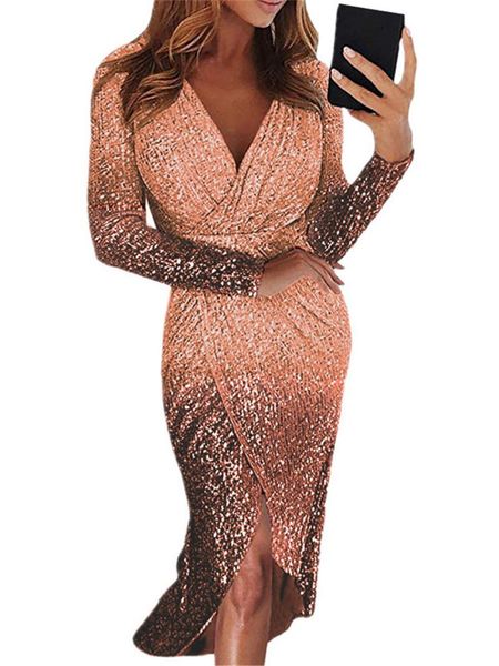 sequin dress for women gradient color deep v neck long sleeve fashion spring autumn female clothes casual dresses, Black;gray
sequin dress for women gradient color deep v neck long sleeve fashion spring autumn female clothes casual dresses, Black;gray