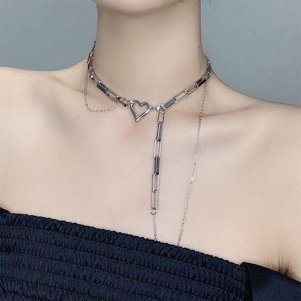 exaggerated double layer necklace love pendant clavicle net red personalized versatile choker neck chain, Silver
exaggerated double layer necklace love pendant clavicle net red personalized versatile choker neck chain, Silver