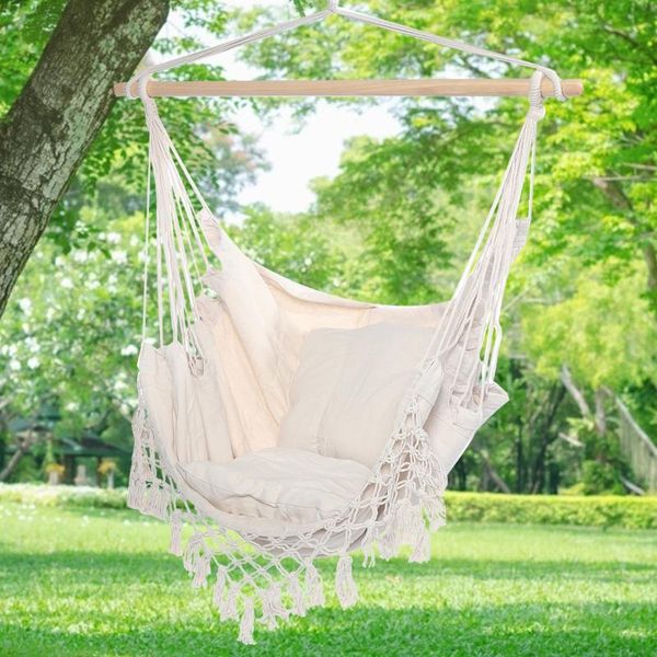 camp furniture indoor outdoor fringed camping hammock swing chair with pillows garden hanging travel for child 120kg capacity
camp furniture indoor outdoor fringed camping hammock swing chair with pillows garden hanging travel for child 120kg capacity