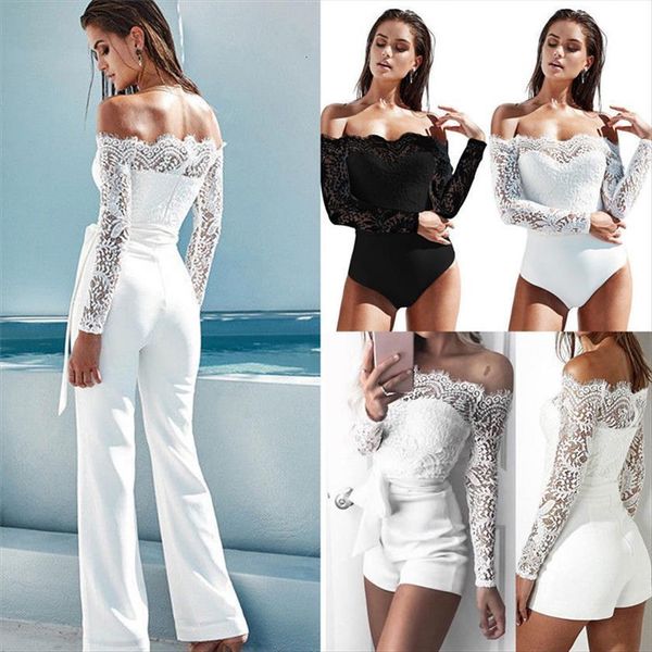 summer lace floral women rompers white off shoulder long sleeve elegant clubwear playsuit party trousers female, Black;white
summer lace floral women rompers white off shoulder long sleeve elegant clubwear playsuit party trousers female, Black;white