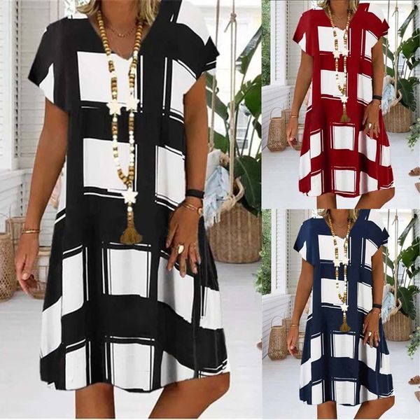 2021summer lattice print casual dress womens v-neck short sleeve vintage dresses for women plus size beach boho loose midi dress, Black;gray
2021summer lattice print casual dress womens v-neck short sleeve vintage dresses for women plus size beach boho loose midi dress, Black;gray
