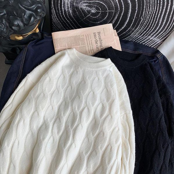 men's sweaters thick o-neck sweater mens loose knitted solid jacquard casual all-match long sleeve pullover autumn winter male clothes, White;black
men's sweaters thick o-neck sweater mens loose knitted solid jacquard casual all-match long sleeve pullover autumn winter male clothes, White;black