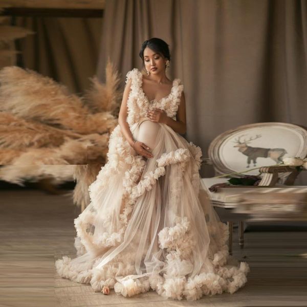 beige long tulle robe for pregnant women ruffles full sleeves prom gowns kimono maternity party dresses pleated custom casual, Black;gray
beige long tulle robe for pregnant women ruffles full sleeves prom gowns kimono maternity party dresses pleated custom casual, Black;gray