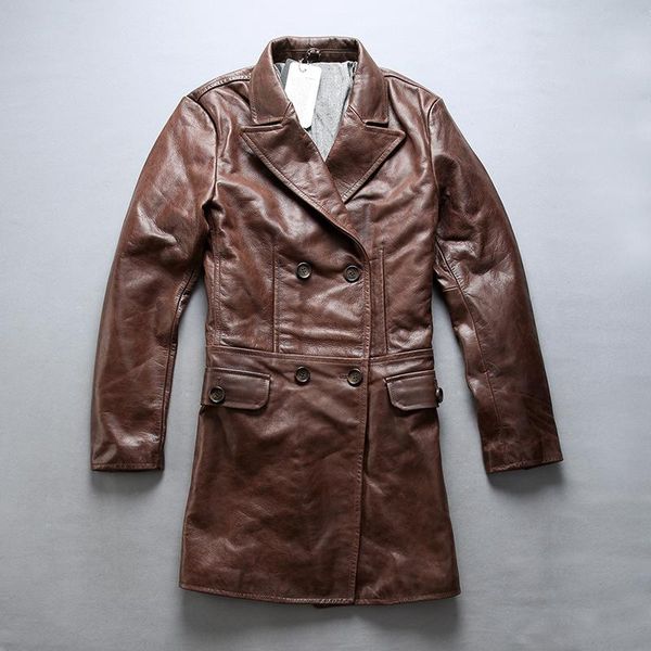 men's leather & faux avirex fashion genuine men brown slim fit long real coat cowskin turn-down collar men' jacket, Black
men's leather & faux avirex fashion genuine men brown slim fit long real coat cowskin turn-down collar men' jacket, Black
