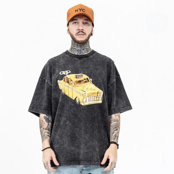 men's t-shirts summer casual snow wash cotton t shirts man oversize printed vintage tees, White;black
men's t-shirts summer casual snow wash cotton t shirts man oversize printed vintage tees, White;black