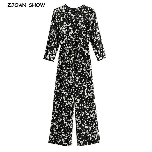 women's jumpsuits & rompers 2021 spring adjust waist dot print long sleeve jumpsuit women o neck wide leg full length pants romper, Black;white
women's jumpsuits & rompers 2021 spring adjust waist dot print long sleeve jumpsuit women o neck wide leg full length pants romper, Black;white