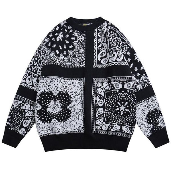 men's sweaters hip hop oversize streetwear knitted sweater men cashew flower full print pullover autumn winter harajuku vintage fashion, White;black
men's sweaters hip hop oversize streetwear knitted sweater men cashew flower full print pullover autumn winter harajuku vintage fashion, White;black