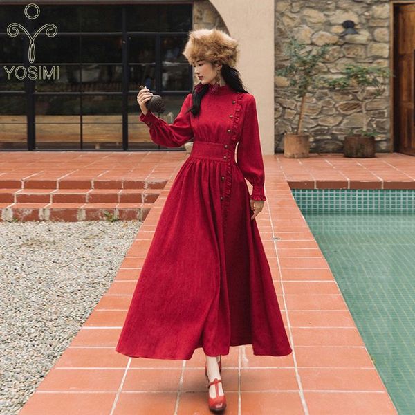 casual dresses yosimi 2021 autumn maxi vintage corduroy long women dress fit and flare ankle-length sleeve red evening party, Black;gray
casual dresses yosimi 2021 autumn maxi vintage corduroy long women dress fit and flare ankle-length sleeve red evening party, Black;gray