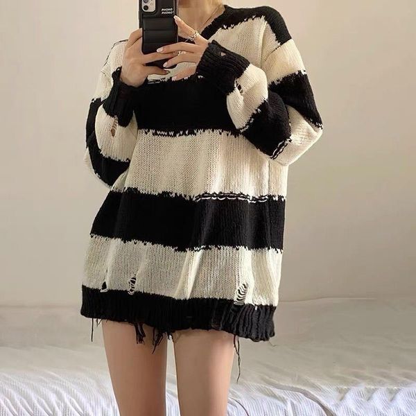 women's sweaters fall 2021 womens fashion knitted pullover harajuku fluffy sweater loose long sleeve female clothing striple winter jum, White;black
women's sweaters fall 2021 womens fashion knitted pullover harajuku fluffy sweater loose long sleeve female clothing striple winter jum, White;black