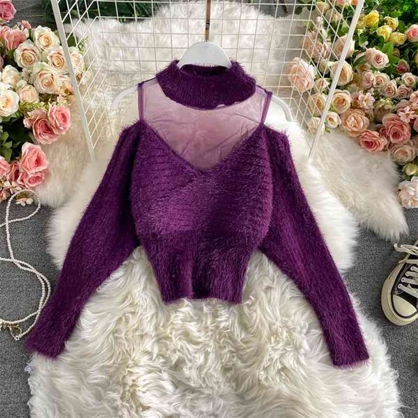 autumn winter off-shoulder sweater women fashion stitching mesh imitation mink pullover uk898 210507, White;black
autumn winter off-shoulder sweater women fashion stitching mesh imitation mink pullover uk898 210507, White;black