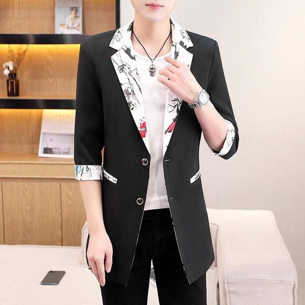 men's suits & blazers summer style 2021 casual three-quarter sleeve suit mid-length fashion short-sleeved jacket, White;black
men's suits & blazers summer style 2021 casual three-quarter sleeve suit mid-length fashion short-sleeved jacket, White;black