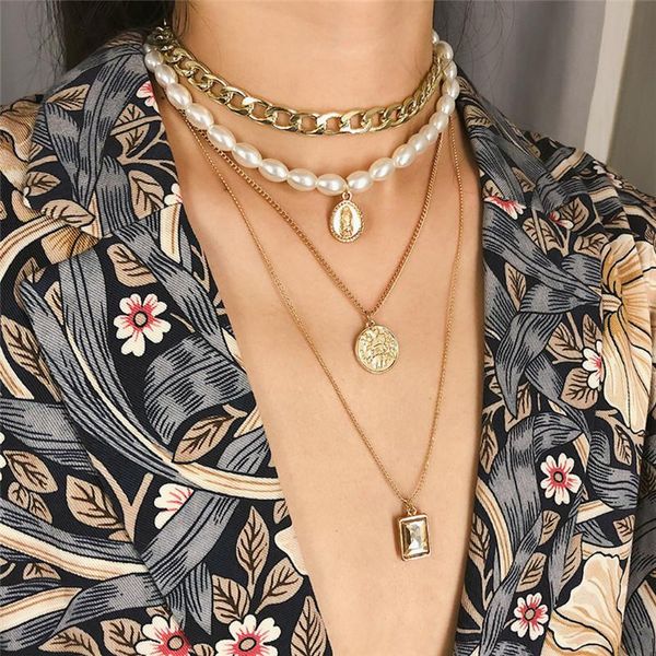 fashion pearls beaded necklaces for women metal alloy charm gold color multilayer choker necklace bohemian jewelry pendant, Silver
fashion pearls beaded necklaces for women metal alloy charm gold color multilayer choker necklace bohemian jewelry pendant, Silver