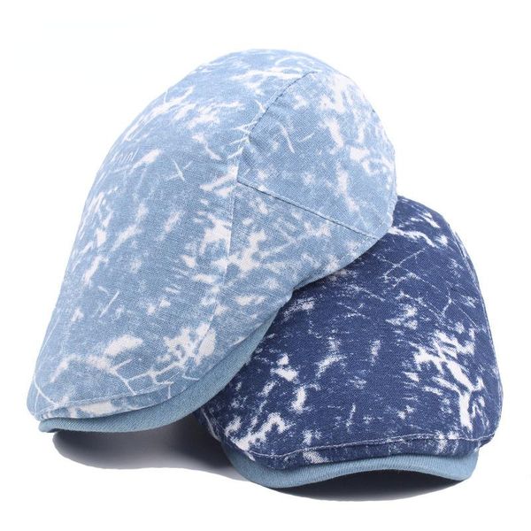berets washed denim cap summer women's hat korean version of the sun british style forward men's beret, Blue;gray
berets washed denim cap summer women's hat korean version of the sun british style forward men's beret, Blue;gray