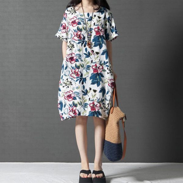 vintage women loose cotton dress ethnic floral print pocket o neck short sleeve casual midi summer dresses vestidos mujer, Black;gray
vintage women loose cotton dress ethnic floral print pocket o neck short sleeve casual midi summer dresses vestidos mujer, Black;gray