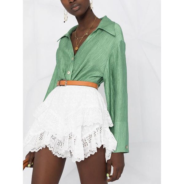 women's shorts women high waist mini skirt 2021 spring summer ruffles trim stitching flower embroidery hollow out short skirts, White;black
women's shorts women high waist mini skirt 2021 spring summer ruffles trim stitching flower embroidery hollow out short skirts, White;black