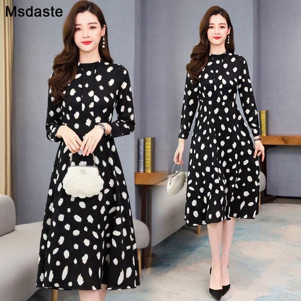 casual dresses chiffon long sleeve spring wear women elastic slim waist black print female dress elegant party lady, Black;gray
casual dresses chiffon long sleeve spring wear women elastic slim waist black print female dress elegant party lady, Black;gray