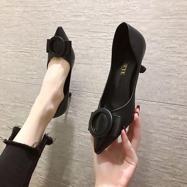 dress shoes ladies pointed toe high heels buckles non-slip low heel slim wedding women, Black
dress shoes ladies pointed toe high heels buckles non-slip low heel slim wedding women, Black