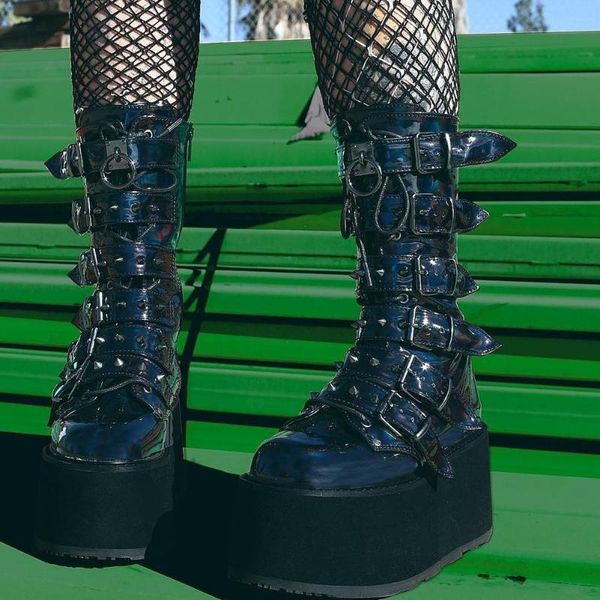boots karin gothic style cool street comfy motorcycle high heel punk rivets chunky platform mid-calf women shoes, Black
boots karin gothic style cool street comfy motorcycle high heel punk rivets chunky platform mid-calf women shoes, Black