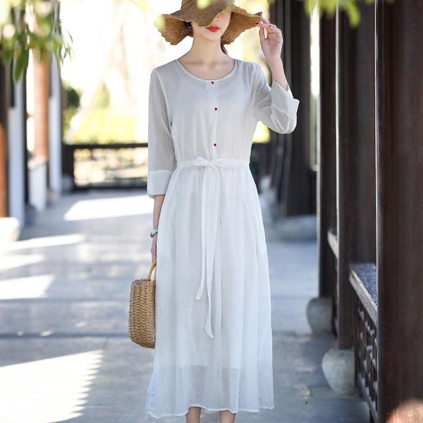 casual dresses qpfjqd ladies cotton linen dress o-neck three quarter sleeve 2021 summer autumn women embroidery simple belt solid color, Black;gray
casual dresses qpfjqd ladies cotton linen dress o-neck three quarter sleeve 2021 summer autumn women embroidery simple belt solid color, Black;gray