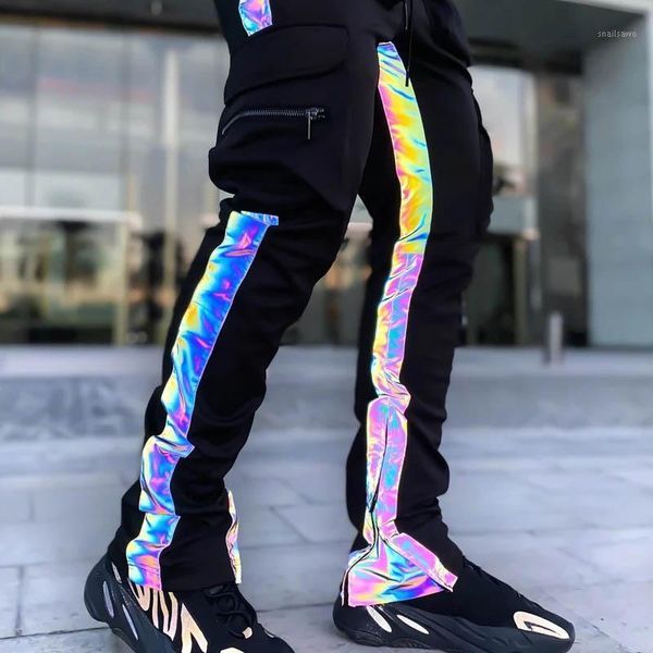 spring and autumn colorful reflective strip men's sports pants hip-hop zipper casual trend seven-color, Black
spring and autumn colorful reflective strip men's sports pants hip-hop zipper casual trend seven-color, Black