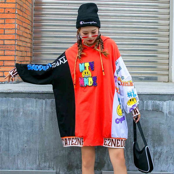 hoodies european station autumn and winter thick stitching hooded sweater women mid-length cartoon smiley sequined lazy coat, Black
hoodies european station autumn and winter thick stitching hooded sweater women mid-length cartoon smiley sequined lazy coat, Black