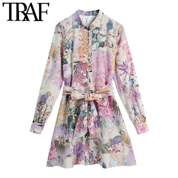 traf women chic fashion with belt floral print mini dress vintage long sleeve button-up female dresses vestidos mujer 210806, Black;gray
traf women chic fashion with belt floral print mini dress vintage long sleeve button-up female dresses vestidos mujer 210806, Black;gray