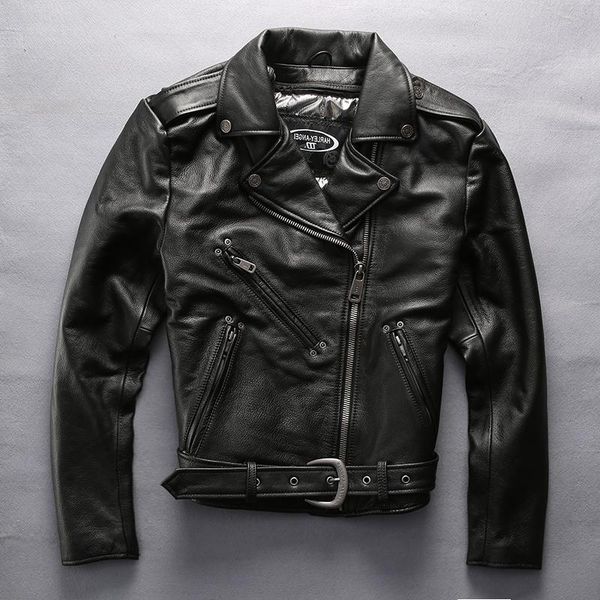 men's leather & faux brand motorcycle genuine diagonal zipper cotton liner slim fit moto biker jacket men belt coat male, Black
men's leather & faux brand motorcycle genuine diagonal zipper cotton liner slim fit moto biker jacket men belt coat male, Black
