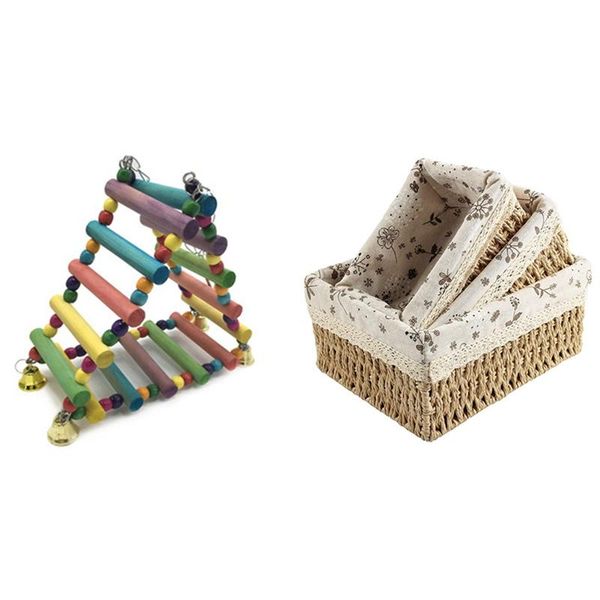 storage baskets 3 pcs handmade wicker basket with removable liner & 1 bird wooden climbing ladder parrot macaw bell swing
storage baskets 3 pcs handmade wicker basket with removable liner & 1 bird wooden climbing ladder parrot macaw bell swing