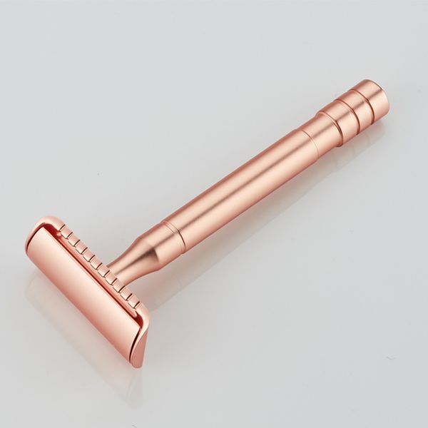 rose gold double edge safety razor with 5 stainless steel double edge safety razor blades close, clean shaving razor for men.
rose gold double edge safety razor with 5 stainless steel double edge safety razor blades close, clean shaving razor for men.