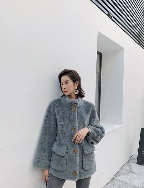 women's wool & blends obrix streetwear fashion female fur coat mandarin collar casual full sleeve sheep for women, Black
women's wool & blends obrix streetwear fashion female fur coat mandarin collar casual full sleeve sheep for women, Black