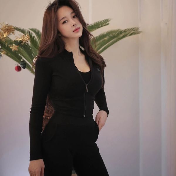autumn korean temperament slimming + fashion waist trousers casual suit, White