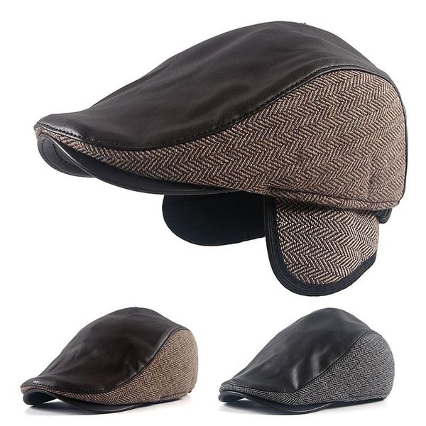 berets 2021 autumn leather beret homme earflaps winter hat men vintage peaky blinders dad flat cap black sboy caps, Blue;gray
berets 2021 autumn leather beret homme earflaps winter hat men vintage peaky blinders dad flat cap black sboy caps, Blue;gray