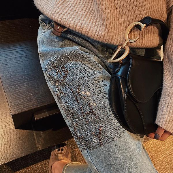 women's jeans female high waist 2021 spring autumn fashion loose straight denim pants drilling letter ankle-length trousers, Blue
women's jeans female high waist 2021 spring autumn fashion loose straight denim pants drilling letter ankle-length trousers, Blue