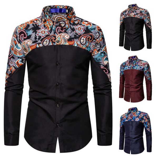 boutique fashion shirt men's club personalized splicing cashew print long sleeve slim, White;black
boutique fashion shirt men's club personalized splicing cashew print long sleeve slim, White;black