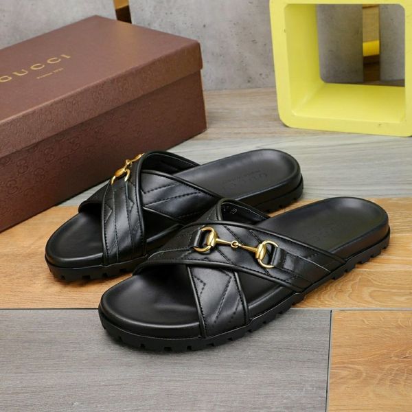 european station slippers men's leather korean style one line slipper personality antiskid sandal versatile wear tide slippers leather, Black
european station slippers men's leather korean style one line slipper personality antiskid sandal versatile wear tide slippers leather, Black