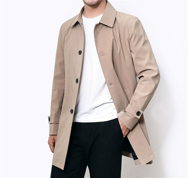 men's mid-length windbreaker loose trench coat khaki jacket casual single-breasted outwear commuter clothing, Tan;black
men's mid-length windbreaker loose trench coat khaki jacket casual single-breasted outwear commuter clothing, Tan;black
