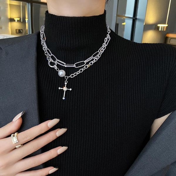 fashion multilevel punk silver color artificial pearl cross pendant thick chain necklace for women female vintage collar jewelry necklaces
fashion multilevel punk silver color artificial pearl cross pendant thick chain necklace for women female vintage collar jewelry necklaces