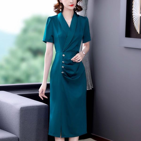 party dresses 2021 summer style high-end slim collar v-neck fashion comfortable travel elegant button dress woman, White;black
party dresses 2021 summer style high-end slim collar v-neck fashion comfortable travel elegant button dress woman, White;black