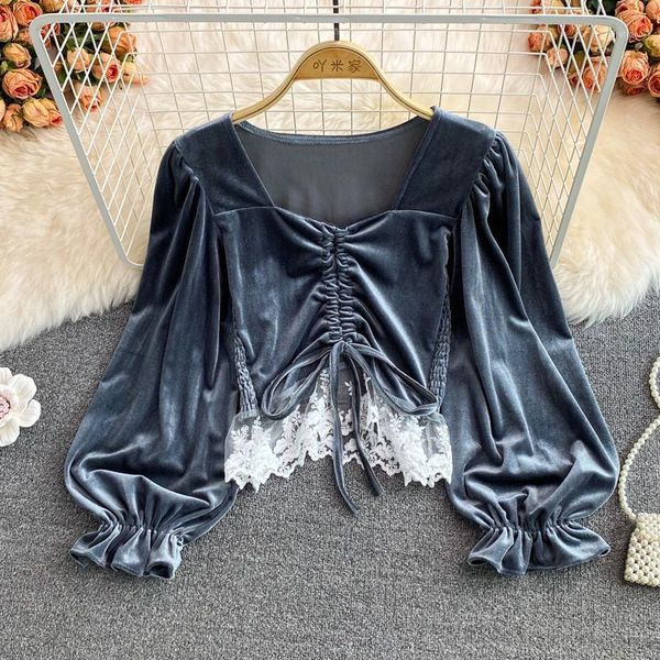 women's blouses & shirts autumn winter women black/brown/white drawstring velvet blouse female square collar puff long sleeve lace patc
women's blouses & shirts autumn winter women black/brown/white drawstring velvet blouse female square collar puff long sleeve lace patc