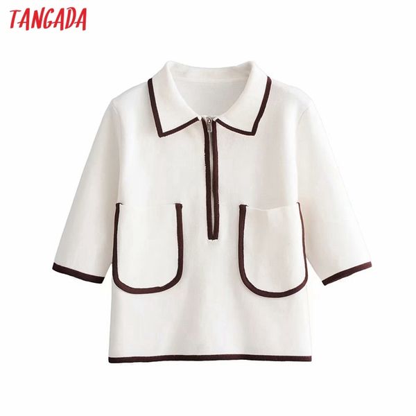 women fashion elegant white knitted sweater jumper zipper pocket female pullovers chic 6h42 210416, White;black
women fashion elegant white knitted sweater jumper zipper pocket female pullovers chic 6h42 210416, White;black