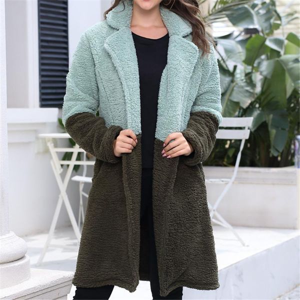 women's wool & blends womens jacket contrast color lapel neck cardigan plush coat casual long sleeve warm winter outerwear, Black
women's wool & blends womens jacket contrast color lapel neck cardigan plush coat casual long sleeve warm winter outerwear, Black